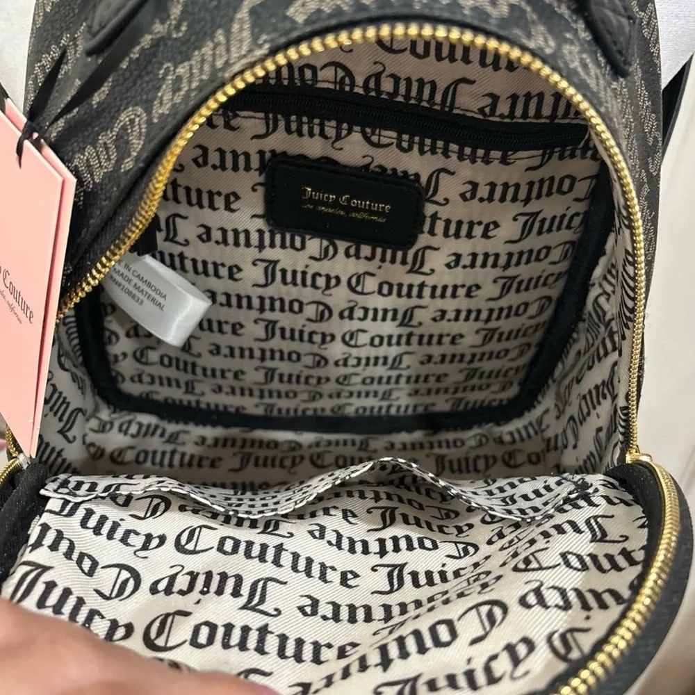 NWT Juicy Couture Gothic Dots Black/Taupe Bestsellers Pullout Pouch Backpack $99
